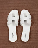 Genuine Leather H Cut-out Women Oran Sandal White