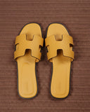 Genuine Leather H Cut-out Women Oran Sandal Yellow