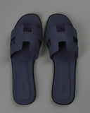 Genuine Leather H Cut-out Women Oran Sandal Navy Suede