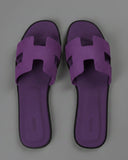 Genuine Leather H Cut-out Women Oran Sandal Purple Suede