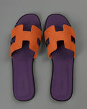 Genuine Leather H Cut-out Women Oran Sandal Purple Orange Suede