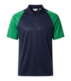 Raglan Polo - Corporate - Performance Mesh Lycra - Navy/Green
