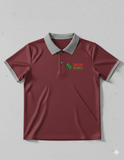 Ringer Polo - Corporate - Performance Mesh Lycra - Maroon  | Collar: Grey  Cuff : Grey
