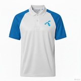 Raglan Polo - Corporate - Performance Mesh Lycra - White/Sky Blue