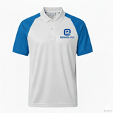 Raglan Polo - Corporate - Performance Mesh Lycra - White/Sky Blue