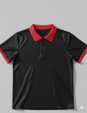 Ringer Polo - Corporate - Performance Mesh Lycra - Black/Red