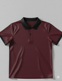 Ringer Polo - Corporate - Performance Mesh Lycra - Maroon | Collar/Cuff/Placket: Black