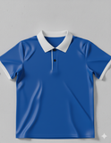 Ringer Polo - Corporate - Performance Mesh Lycra - Blue | Collar/Cuff/Placket: White