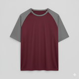 Raglan Tee - Corporate - Performance Mesh Lycra - Maroon/Grey