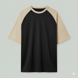 Raglan Tee - Corporate - Performance Mesh Lycra - Black/Beige