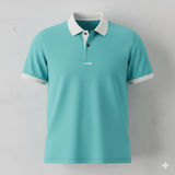Ringer Polo - Corporate - Performance Mesh Lycra - Turquoise | Collar/Cuff/Placket: White