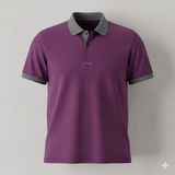Ringer Polo - Corporate - Performance Mesh Lycra - Purple | Collar/Cuff/Placket: Grey