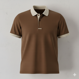 Ringer Polo - Corporate - Performance Mesh Lycra - Body: Brown | Collar/Cuff/Placket: Cream
