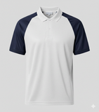Raglan Polo - Corporate - Performance Mesh Lycra - White/Navy