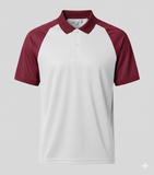 Raglan Polo - Corporate - Performance Mesh Lycra - White/Maroon