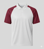 Raglan Polo - Corporate - Performance Mesh Lycra - White/Maroon