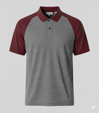 Raglan Polo - Corporate - Performance Mesh Lycra - Grey/Maroon