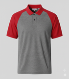 Raglan Polo - Corporate - Performance Mesh Lycra - Grey/Red