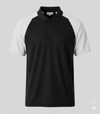 Raglan Polo - Corporate - Performance Mesh Lycra - Black/White