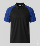 Raglan Polo - Corporate - Performance Mesh Lycra - Black/Blue