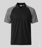 Raglan Polo - Corporate - Performance Mesh Lycra - Black/Grey
