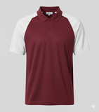 Raglan Polo - Corporate - Performance Mesh Lycra - Maroon/White