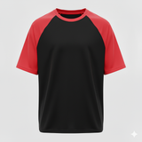 Raglan Tee - Corporate - Performance Mesh Lycra - Black/Red