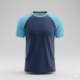 Raglan Tee - Corporate - Performance Mesh Lycra - Navy/Sky Blue