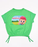 Kids Graphic Tee With Elastic Bottom-Green