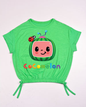 Kids Graphic Tee With Elastic Bottom-Green