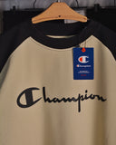 Champion Classic Graphic  Drop Shoulder Raglan T shirt  Beige/Black