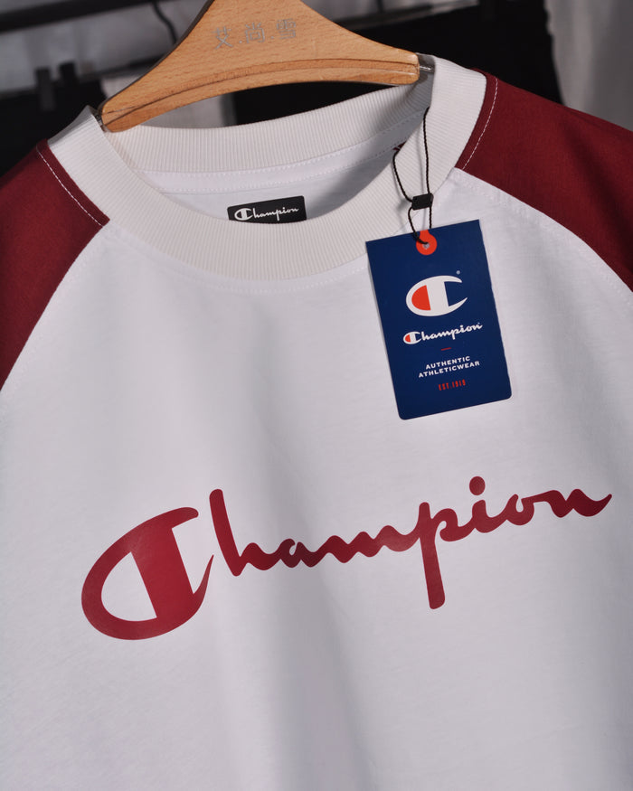 Champion Classic Graphic Drop Shoulder Raglan T shirt  White/Maroon