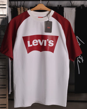 Levi's Classic Graphic Drop Shoulder Raglan T shirt  White/Maroon