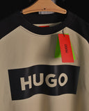 Hugo box logo Drop Shoulder Raglan T shirt  Beige/Black