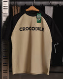 Lacoste Crocodile Print Drop Shoulder Raglan T shirt  Beige/Black