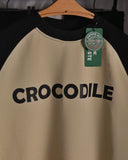 Lacoste Crocodile Print Drop Shoulder Raglan T shirt  Beige/Black