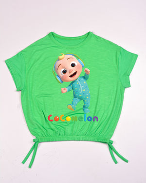 Kids Graphic Tee With Elastic Bottom-Green