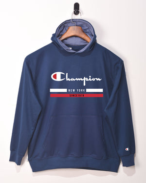 Champion Big Logo Hoodie Black Navy Blue