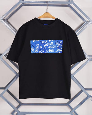 HUGO Nalayo Short Sleeve T-Shirt, BLACK/BLUE