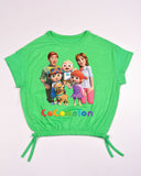 Kids Graphic Tee With Elastic Bottom-Green