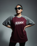 RAWx - Flexi Raglan Drop Shoulder - Oversized Crew Neck Maroon/Grey