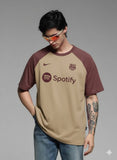 FC Barcelona Drop Shoulder Raglan T shirt Biege/Maroon