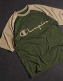 Champion Classic Graphic Drop Shoulder Raglan T shirt  Olive/beige