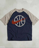 Men's Dri-FIT Basketball Raglan T-Shirt  Navy Blue/Beige