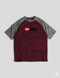 Diesel Oval D branded Raglan T-shirt Maroon/Grey