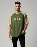 Hugo box logo Drop Shoulder Raglan T shirt Olive/Beige