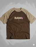 RAWx Classic Graphic Drop Shoulder Raglan T shirt  Coffee/Beige
