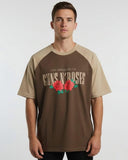 PULL&BEAR Guns N’ Roses Raglan tshirt Coffee/Beige
