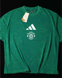 Manchester United- Heavy Cotton Acid Wash Drop Shoulder T-shirt -Green