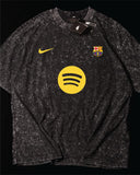 Fc Barcelona- Heavy Cotton Acid Wash Drop Shoulder T-shirt -  Black